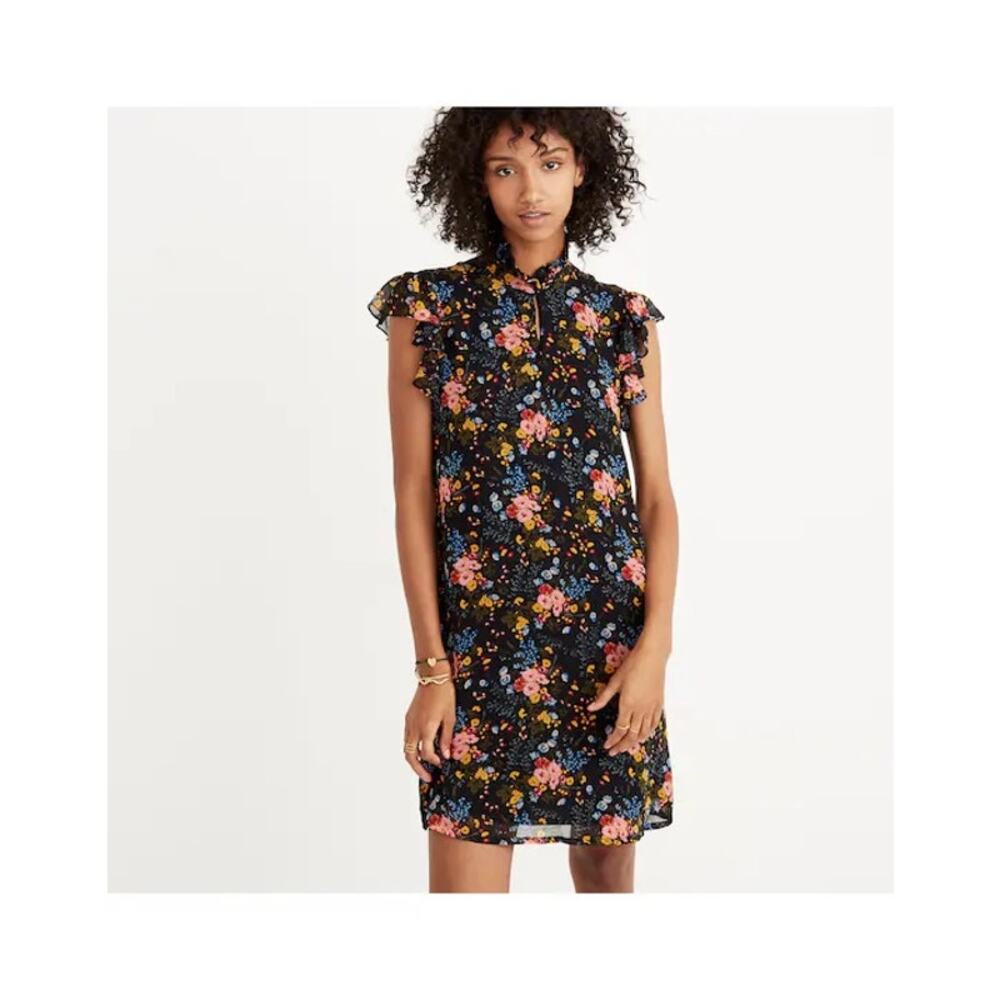 Madewell x No.6 Silk Beacon Dress Garden Bouquet Floral Black Size 4